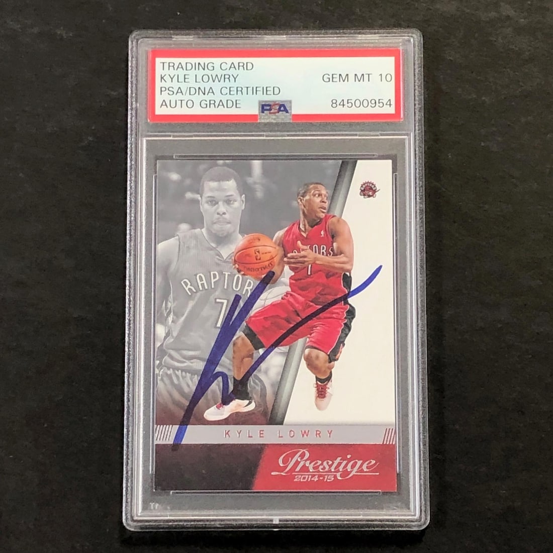 2014-15 Panini Prestige #7 Kyle Lowry Autographed Card PSA 10 Raptors: 2014-15 Panini Prestige #7 Kyle Lowry Autographed Card PSA 10 Raptors Add a piece of NBA history to your collection with this 2014-15 Panini Prestige #7 Kyle Lowry signed trading card. This card featu