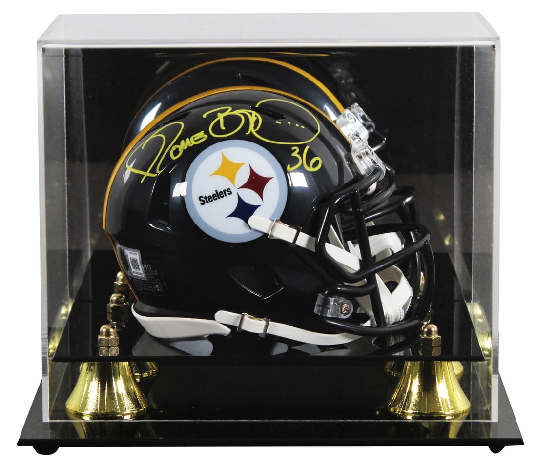 Jerome Bettis autographed Steelers Speed mini helmet with acrylic display case BAS (1 of 3)