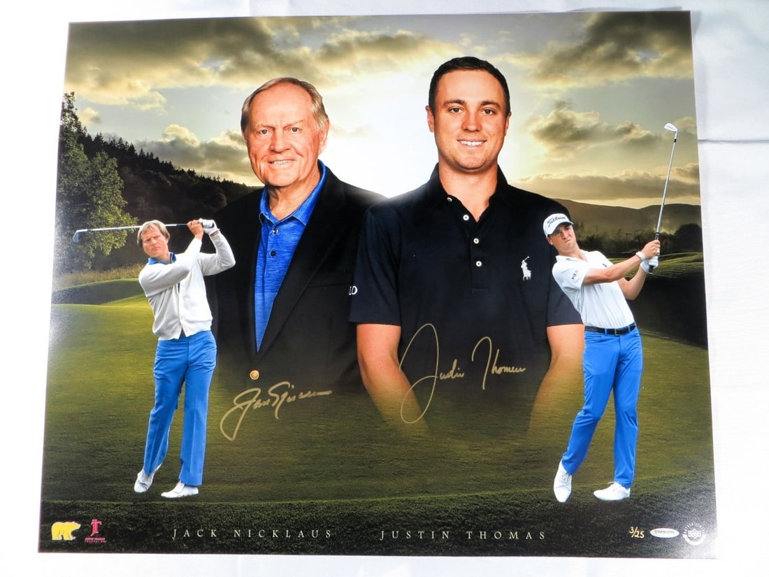 Upper Deck Authenticated 16X20 Golf Photo Signed by Jack Nicklaus Justin Thomas (1 of 5)