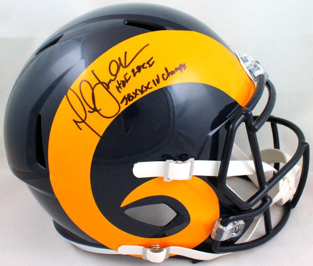 Marshall Faulk autographed St. Louis Rams full size helmet 2 inscriptions Beckett (1 of 5)