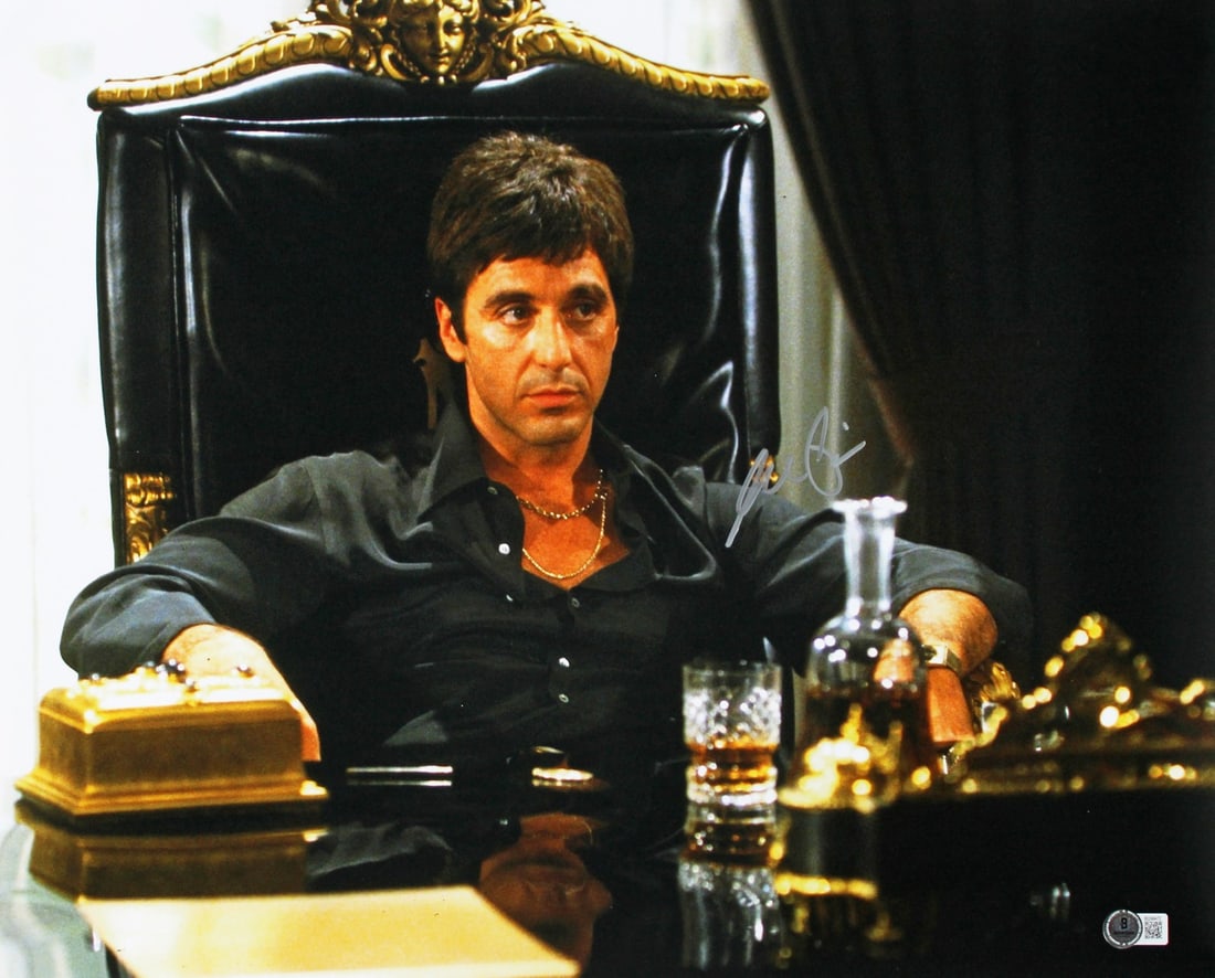 Al Pacino Signed Scarface 16x20 Photo with BAS Authentication: Al Pacino Signed Scarface 16x20 Photo with BAS Authentication This authentic 16x20 horizontal photograph captures Al Pacino in his iconic role from Scarface, personally signed by the legendary actor. 
