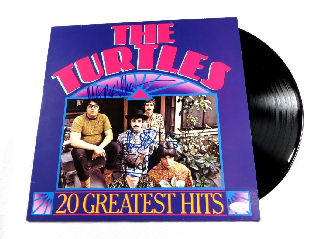 Mark Vroman Howard Kaylan Signed Album Cover The Turtles JSA Authenticated: Mark Vroman Howard Kaylan Signed Album Cover The Turtles JSA Authenticated This original album cover features autographs from Mark Vroman and Howard Kaylan of The Turtles, with Vroman signing twice an