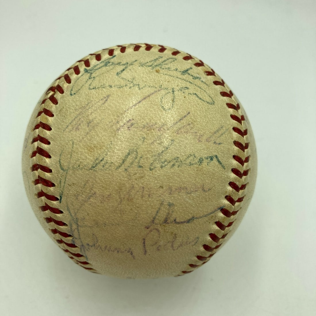 1953 Brooklyn Dodgers Team Signed Baseball JSA Authenticated Robinson Campanella: 1953 Brooklyn Dodgers Team Signed Baseball JSA Authenticated Robinson Campanella This official National League Warren Giles baseball features the authentic signatures of 31 members of the iconic 1953 