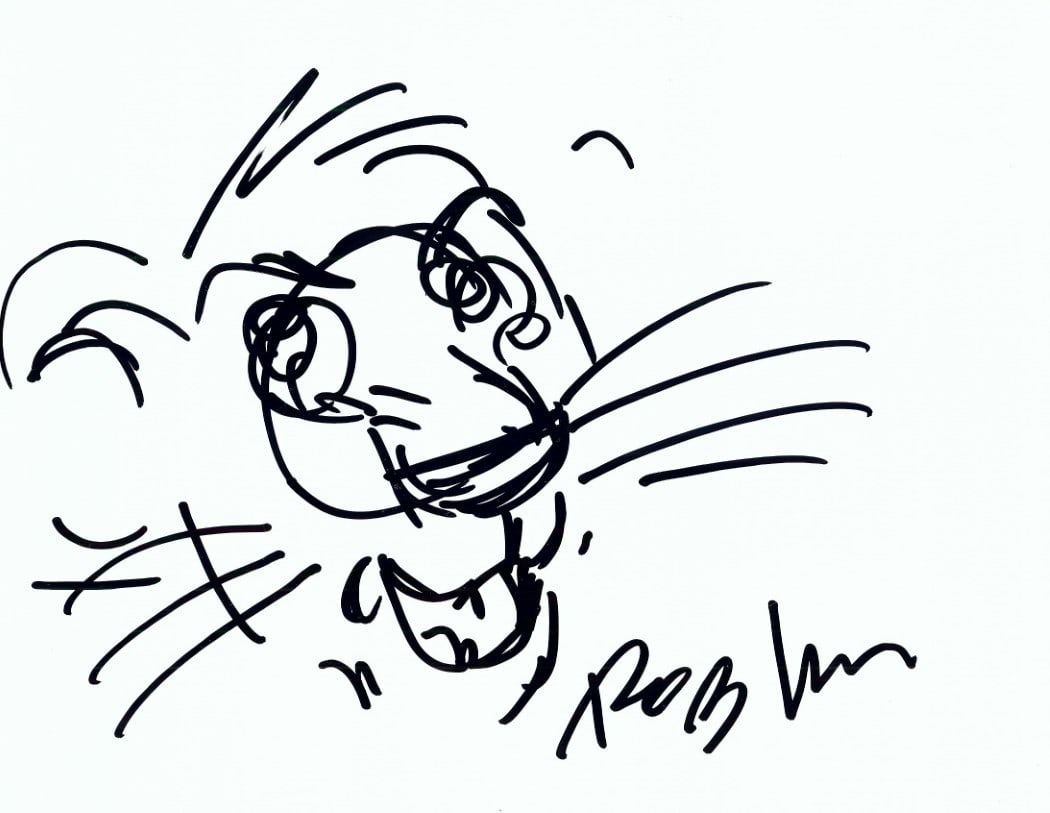 Rob Minkoff Signed The Lion King Sketch 8.5X11 with Beckett Authentication: Rob Minkoff Signed The Lion King Sketch 8.5X11 with Beckett Authentication This is an original 8.5 x 11 inch sketch drawing from The Lion King, signed by Rob Minkoff. The autograph is authenticated by
