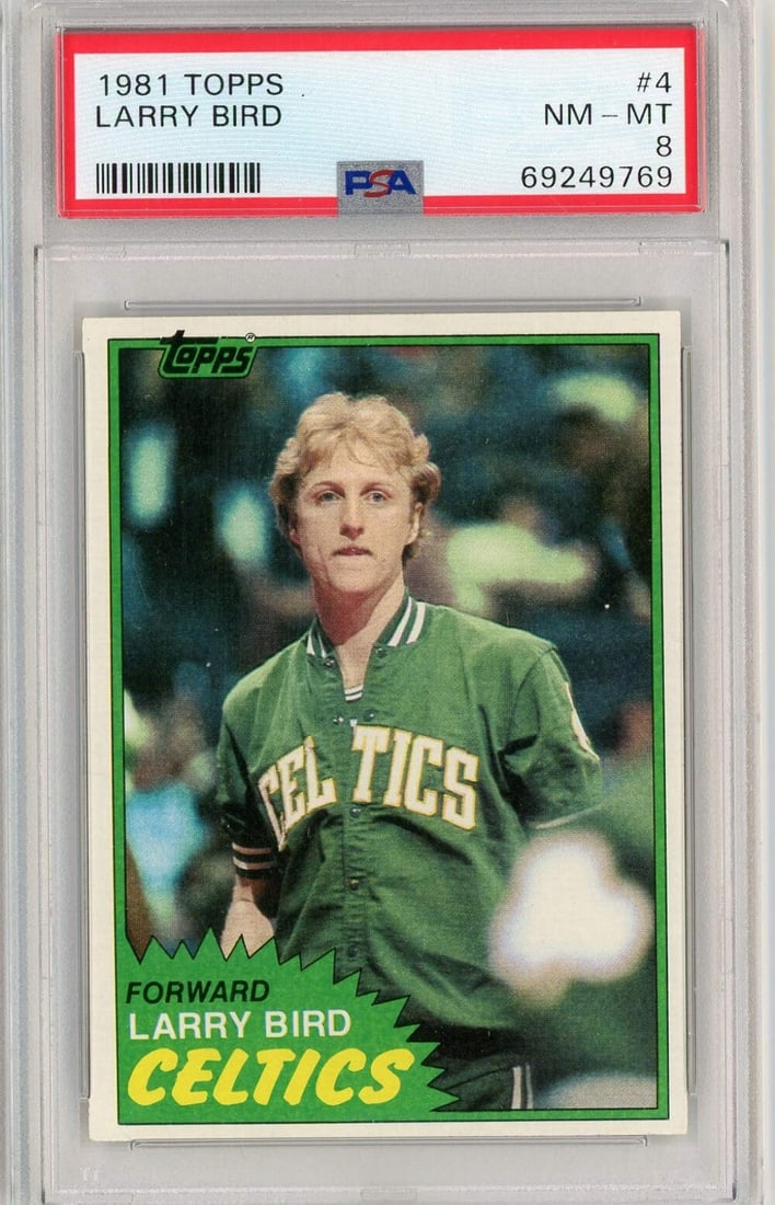 Larry Bird 1981 Topps #4 2nd Year NBA Card PSA 8 (1 of 2)