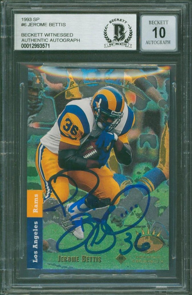 Jerome Bettis Signed 1993 SP #6 Rookie Card Gem Mint 10 BAS Slabbed (1 of 2)