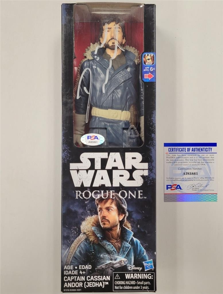 Cassian Andor Rogue One Figure Signed by Diego Luna Beckett Authenticated: Cassian Andor Rogue One Figure Signed by Diego Luna Beckett Authenticated This is an original Star Wars Rogue One action figure signed by Diego Luna, who played Cassian Andor. The autograph is authent