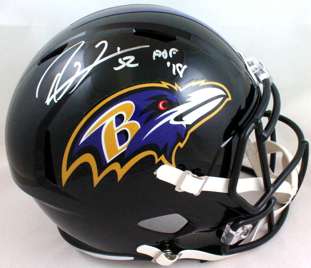 Ray Lewis autographed Ravens full size Speed helmet HOF Beckett witnessed: Ray Lewis autographed Ravens full size Speed helmet HOF Beckett witnessed This Baltimore Ravens full-size speed helmet is signed by Ray Lewis and identified as an original item. It includes a Beckett 