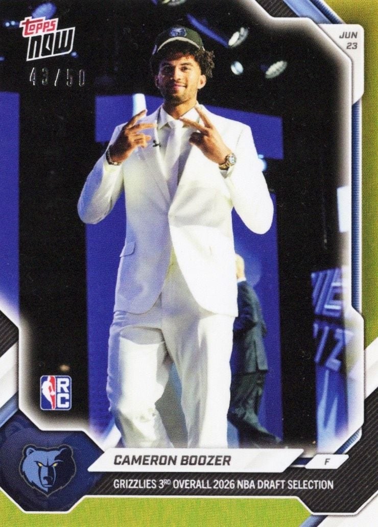 Topps Now CBOO Cameron Boozer Gold Foil Rookie Basketball Card (1 of 2)
