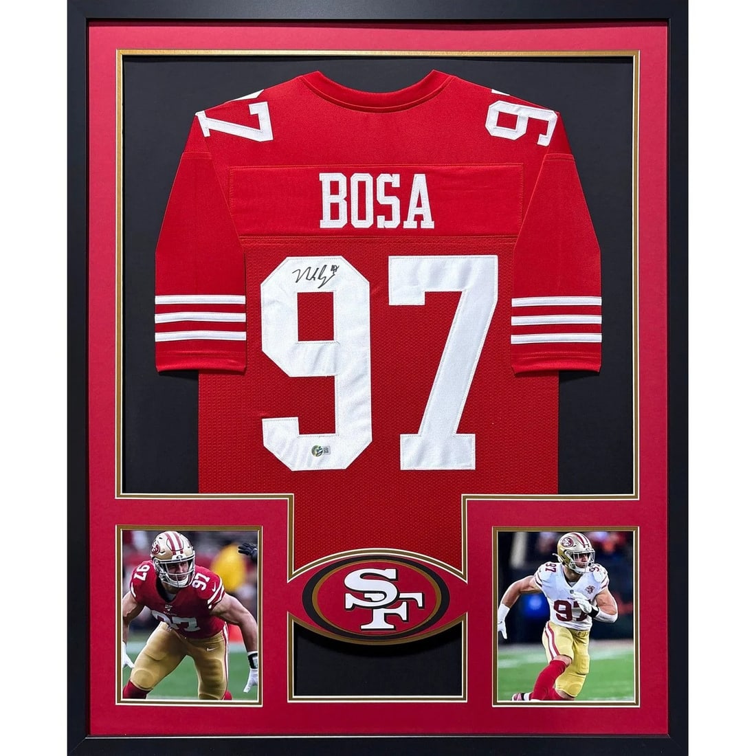 Framed Nick Bosa Autographed 49ers Red Jersey Beckett Certified (1 of 2)