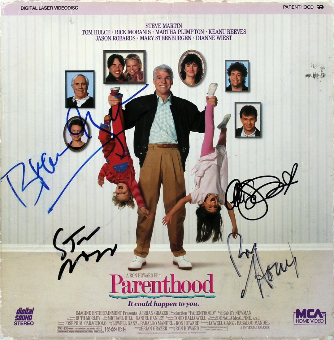 PSA DNA Signed Parenthood Laserdisc Cover Steve Martin Ron Howard Grazer Porter: PSA DNA Signed Parenthood Laserdisc Cover Steve Martin Ron Howard Grazer Porter Pre-owned Parenthood laserdisc cover signed by Steve Martin, Ron Howard, Brian Grazer, and Alisan Porter. The back of th