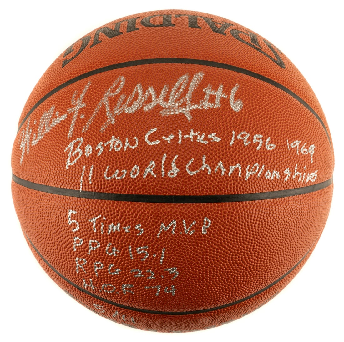 Bill Russell Signed Limited Edition Stat Basketball 5/11 JSA COA: Bill Russell Signed Limited Edition Stat Basketball 5/11 JSA COA This rare limited-edition Bill Russell signed basketball is a collector's dream. Authenticated by James Spence (JSA), this original pro