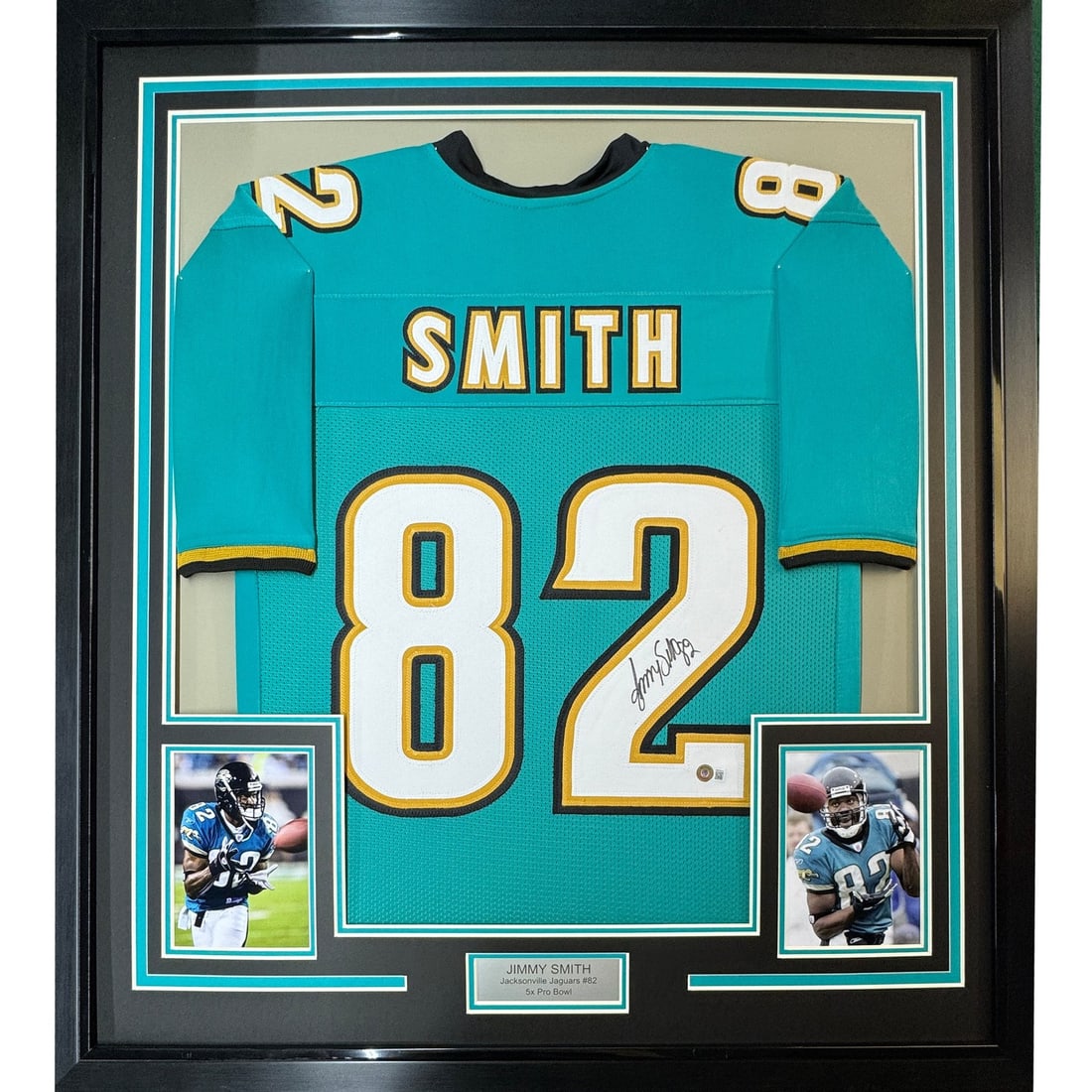 PSA DNA Certified Framed Jimmy Smith Jaguars Teal Signed Jersey (1 of 2)