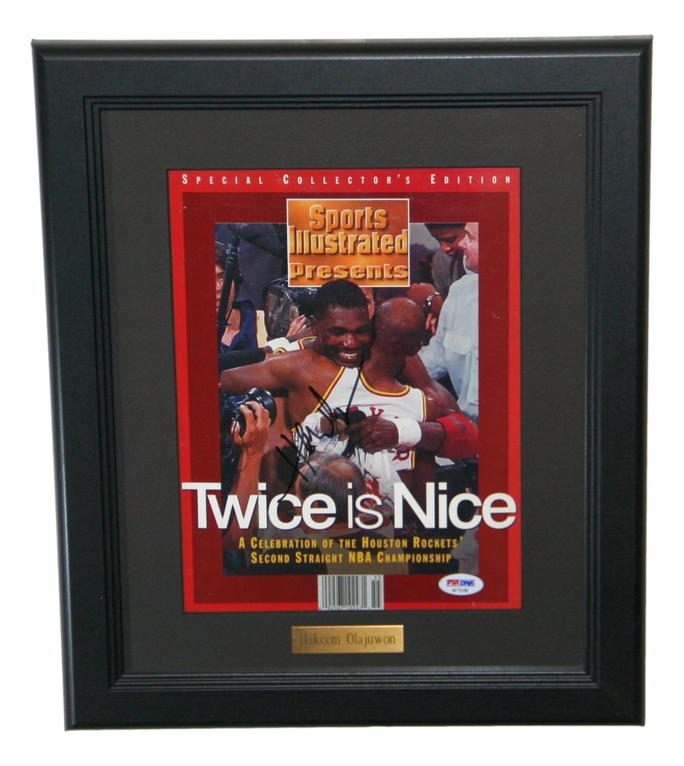Framed Sports Illustrated Magazine Signed by Hakeem Olajuwon PSA Authenticated (1 of 3)