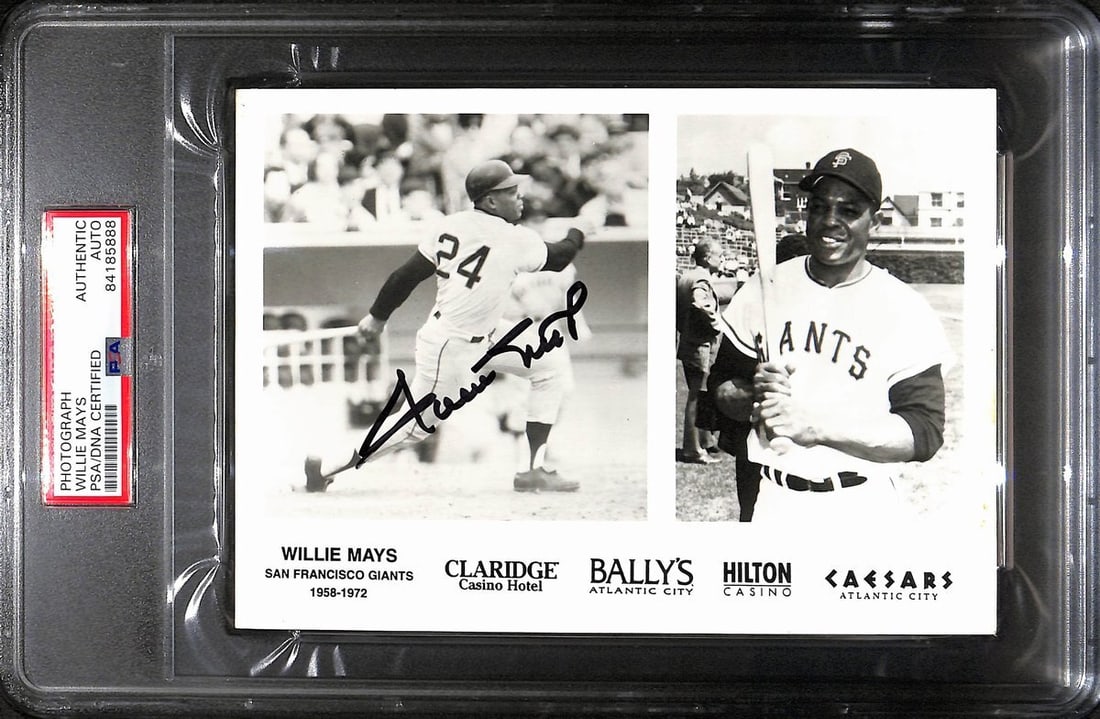 Willie Mays Signed 5x7 Promo Photo Giants PSA/DNA Authenticated: Willie Mays Signed 5x7 Promo Photo Giants PSA/DNA Authenticated This item features a signed 5x7 promotional photo of Willie Mays, a legendary Hall of Fame baseball player, representing the San Francis