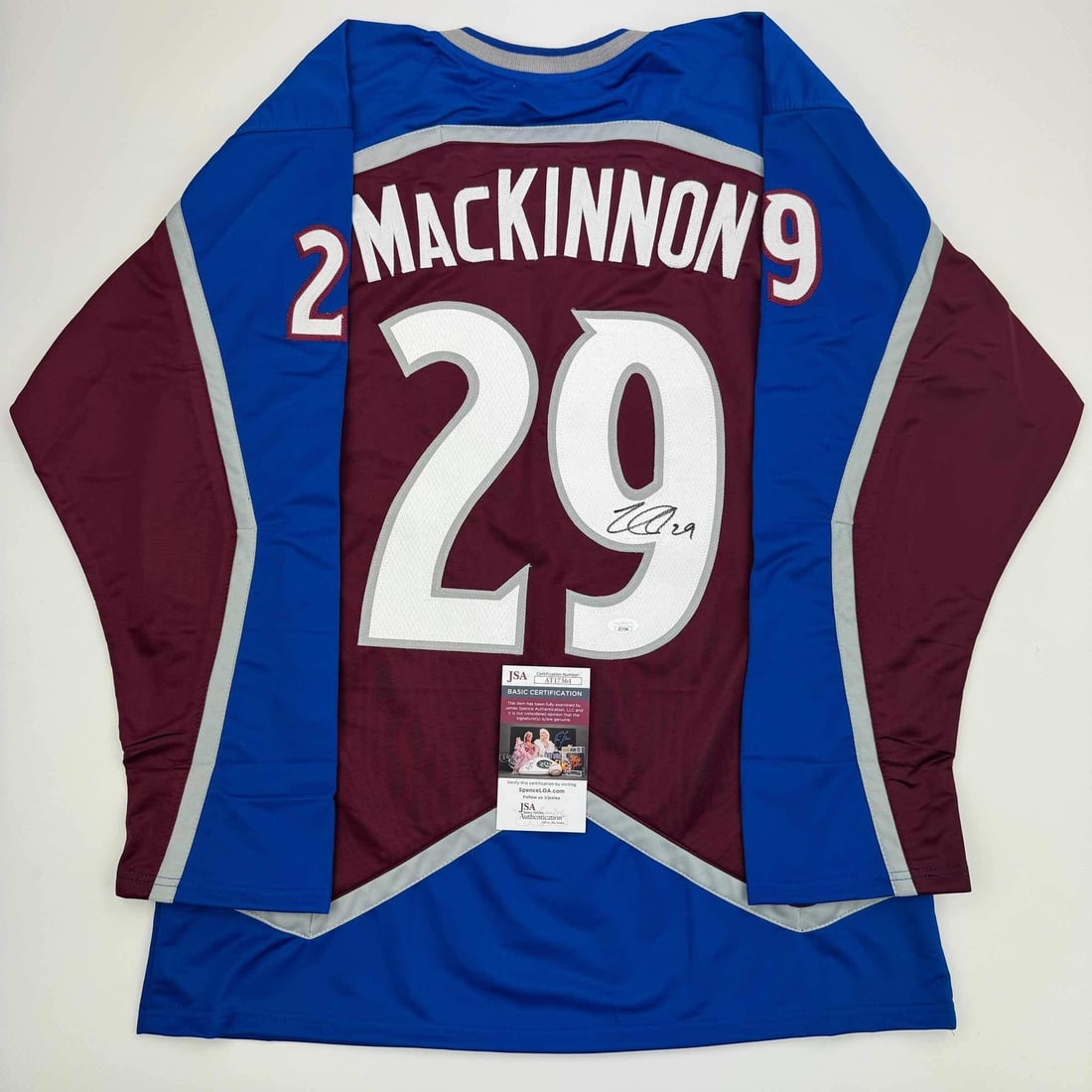 Nathan MacKinnon signed custom Colorado Avalanche maroon jersey JSA COA XL (1 of 4)