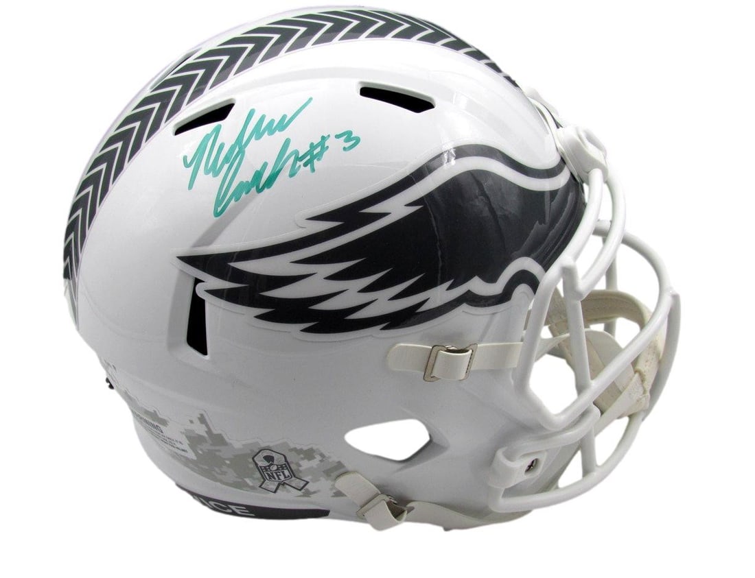 Nolan Smith Signed Eagles Salute to Service Helmet JSA Authenticated: Nolan Smith Signed Eagles Salute to Service Helmet JSA Authenticated Celebrate your Philadelphia Eagles pride with this Nolan Smith Signed Full Size Replica Salute to Service Football Helmet. This ori