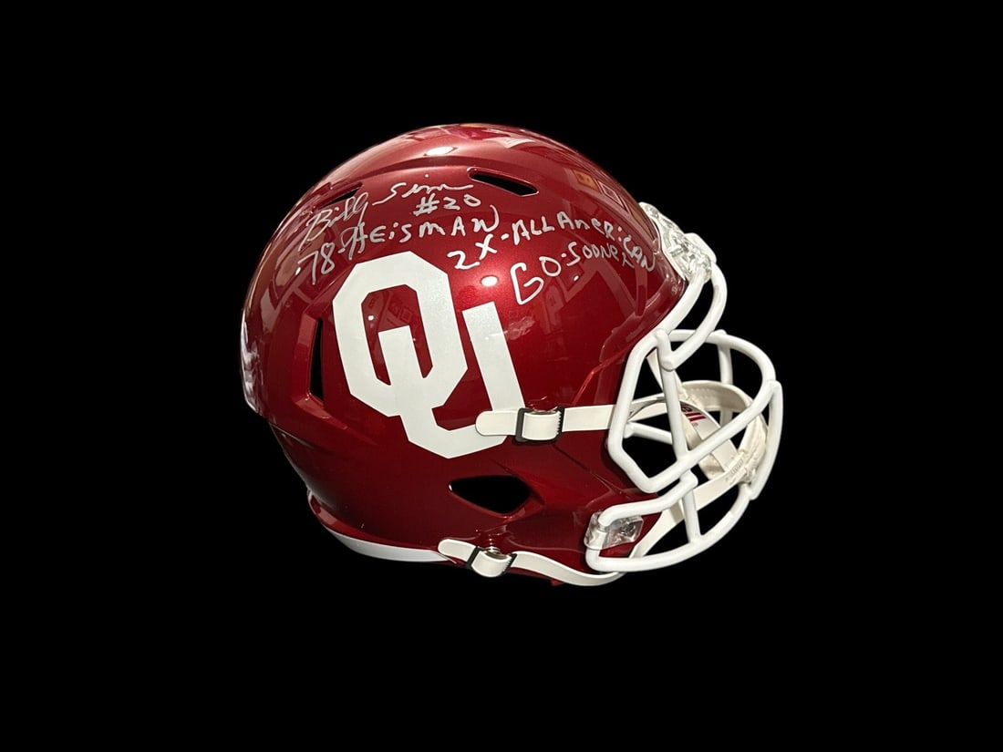 Oklahoma Sooners full size replica helmet signed by Billy Sims with JSA (1 of 3)