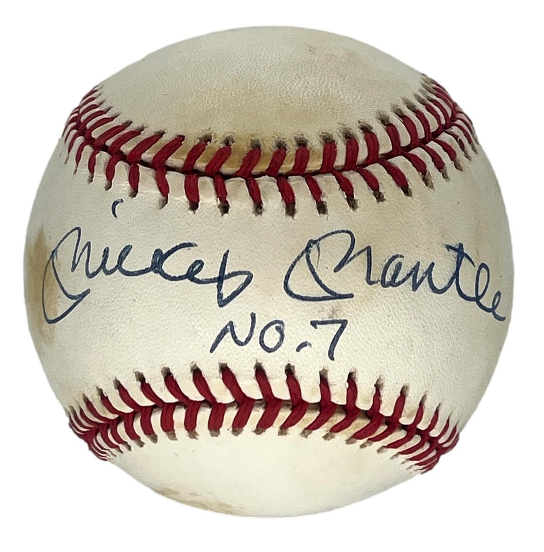 Autographed Mickey Mantle Yankees HOF No 7 Baseball JSA Sticker (1 of 4)