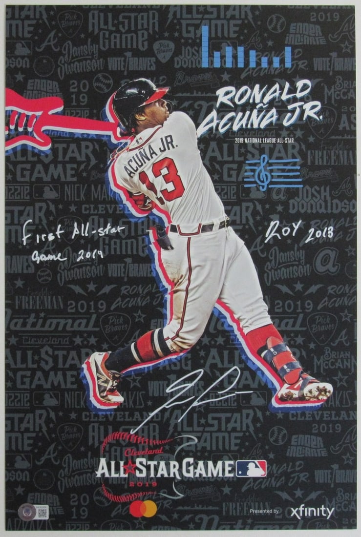 Beckett Authenticated Ronald Acuna Jr Braves 2019 All Star Game Signed Poster (1 of 3)