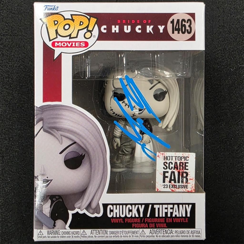 Jennifer Tilly Autographed Tiffany Funko Pop Child's Play Beckett Authenticated: Jennifer Tilly Autographed Tiffany Funko Pop Child's Play Beckett Authenticated This is an original Funko Pop figure of Tiffany from the movie Child's Play, personally signed by Jennifer Tilly. The au