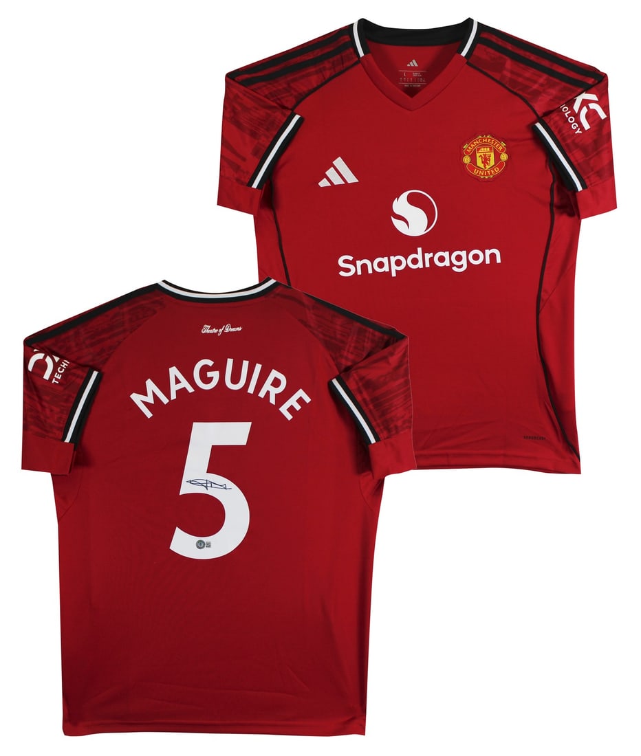Beckett Authenticated Harry Maguire Signed Manchester United Adidas Jersey: Beckett Authenticated Harry Maguire Signed Manchester United Adidas Jersey Authentic signed red Adidas jersey personally autographed by Harry Maguire of Manchester United Football Club. This original 