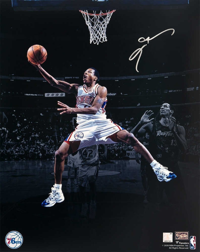 Allen Iverson Autographed Philadelphia 76ers 16x20 Layup Photo COA (1 of 1)