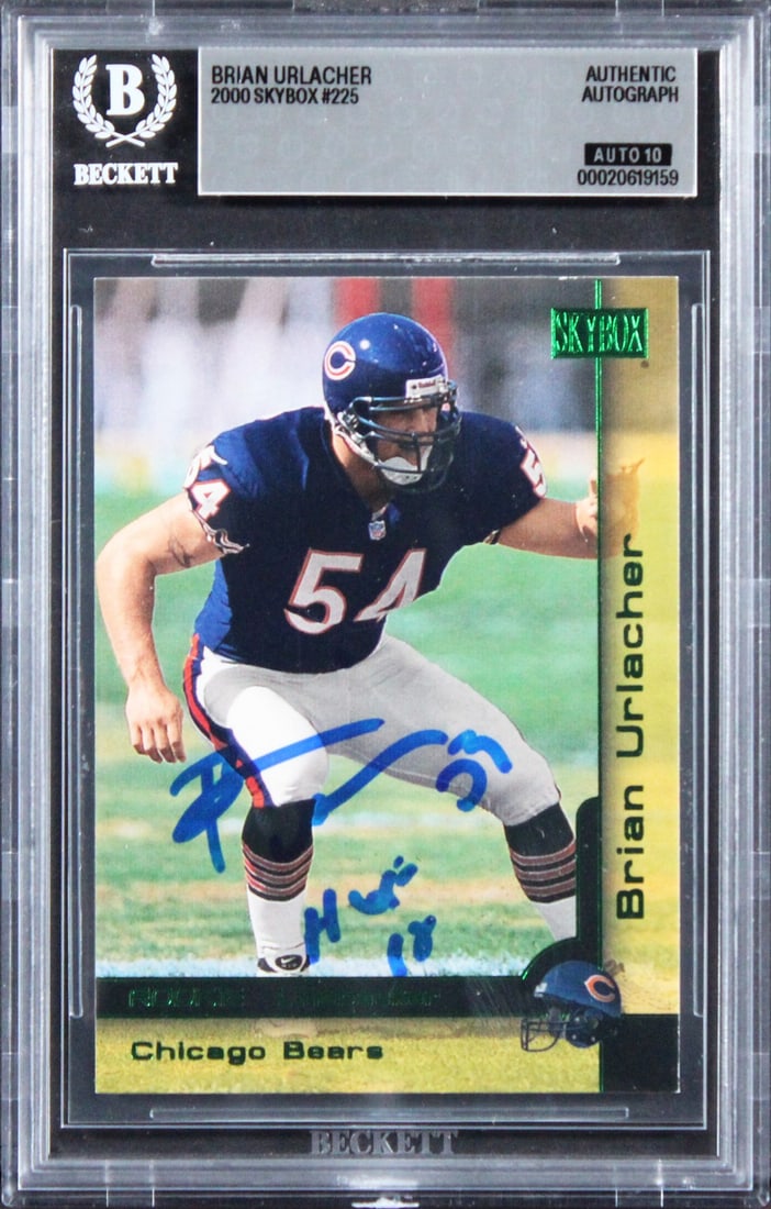 2000 Skybox 225 Rookie Card Brian Urlacher Auto HOF 18 Beckett Slab (1 of 2)