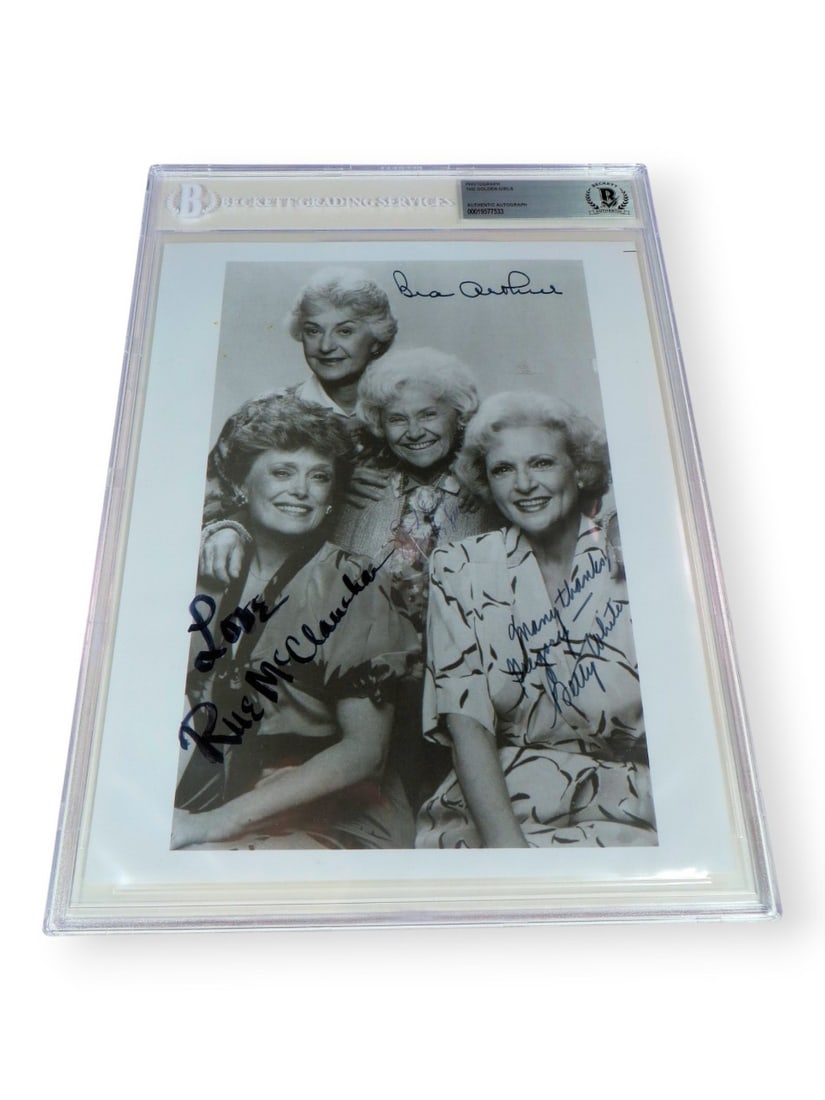 Beckett Authenticated Golden Girls Cast Signed 8X10 Photograph: Beckett Authenticated Golden Girls Cast Signed 8X10 Photograph Original autographed photograph from The Golden Girls, presented in a Beckett Authentication slab. The photo is signed and comes authenti