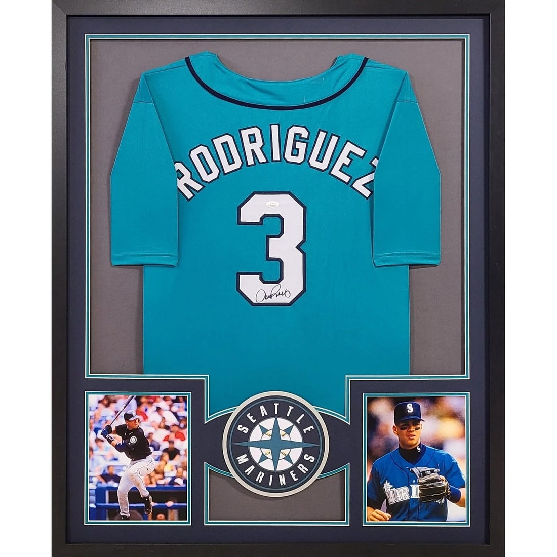 Alex Rodriguez Signed Framed Teal Jersey JSA Authentic Seattle Mariners: Alex Rodriguez Signed Framed Teal Jersey JSA Authentic Seattle Mariners This Alex Rodriguez framed jersey is a must-have for any Seattle Mariners fan. Authenticated by JSA, a trusted name in sports me