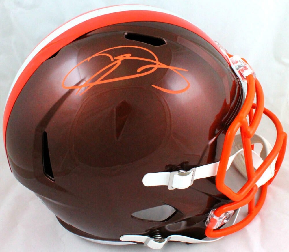 Signed Cleveland Browns Flash Speed Full Size Helmet Odell Beckham Beckett Holo: Signed Cleveland Browns Flash Speed Full Size Helmet Odell Beckham Beckett Holo Autographed Cleveland Browns full-size Flash Speed helmet signed by Odell Beckham. The helmet is listed as original and 