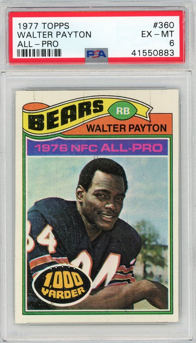 PSA 6 EX-MT Walter Payton 1977 Topps #360 2nd Year Card (1 of 2)