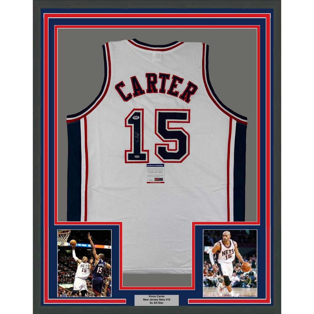 35x39 Framed Vince Carter Signed New Jersey Nets White Jersey PSA (1 of 2)