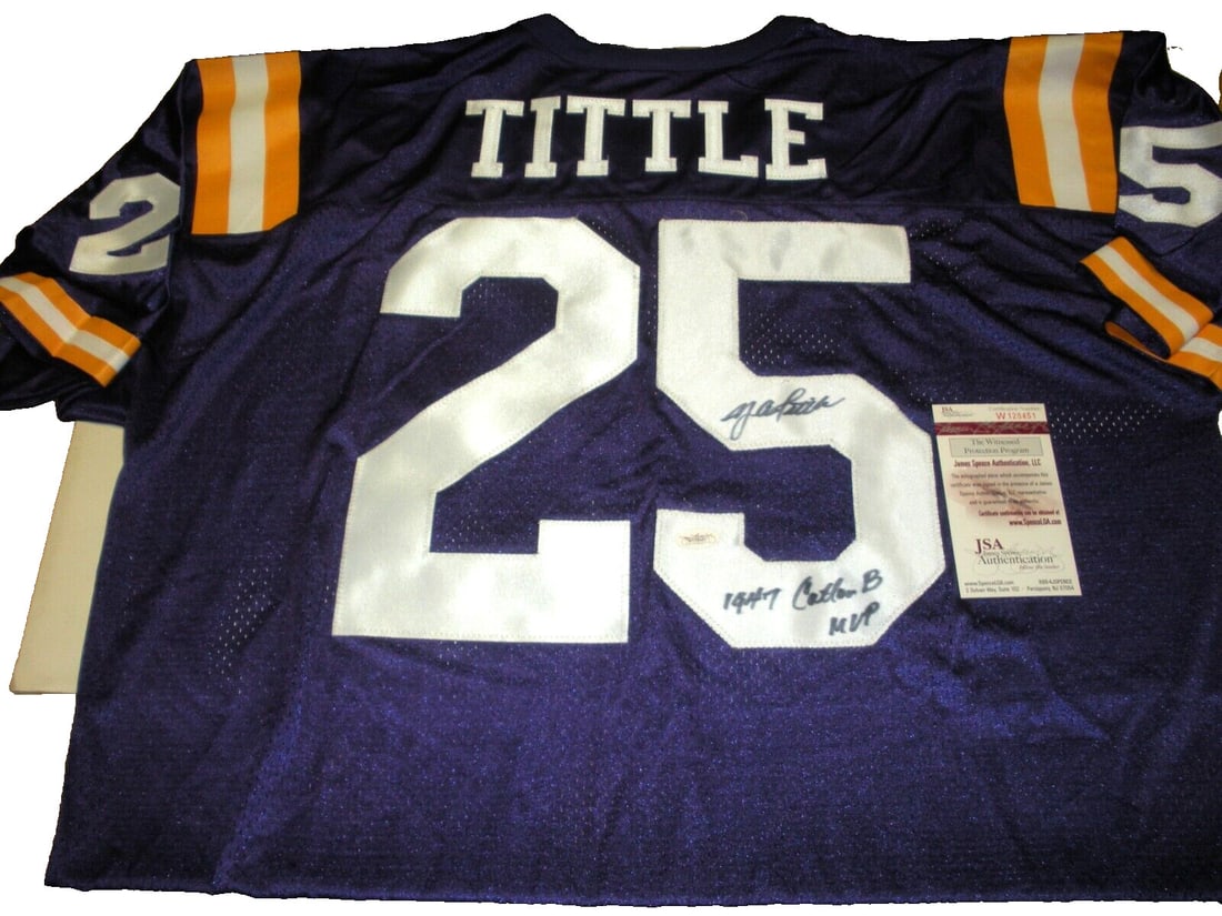 Nike LSU Tigers Cotton Jersey Signed by YA Tittle with JSA COA (1 of 2)