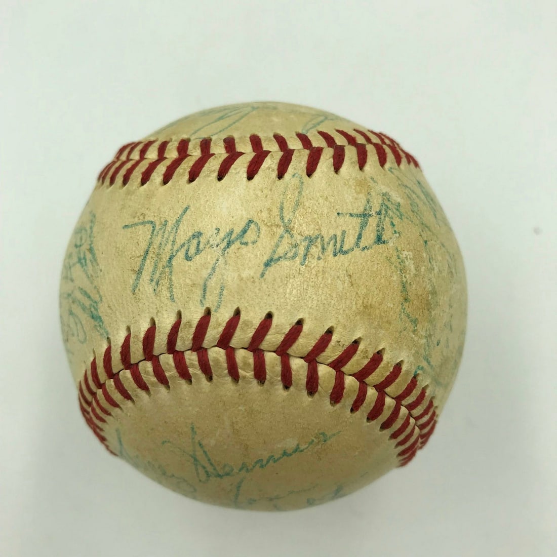 1955 Philadelphia Phillies Team Signed Official Baseball: 1955 Philadelphia Phillies Team Signed Official Baseball This official National League baseball is a remarkable collectible signed by the 1955 Philadelphia Phillies team. An original piece, it showcas