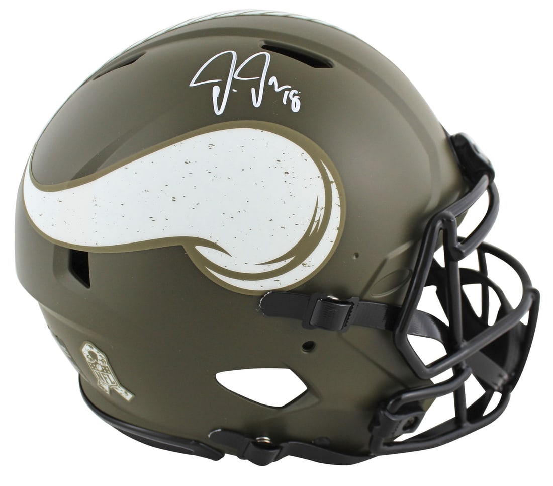 Justin Jefferson Signed Vikings Salute To Service Full Size Helmet BAS Authenticated (1 of 3)