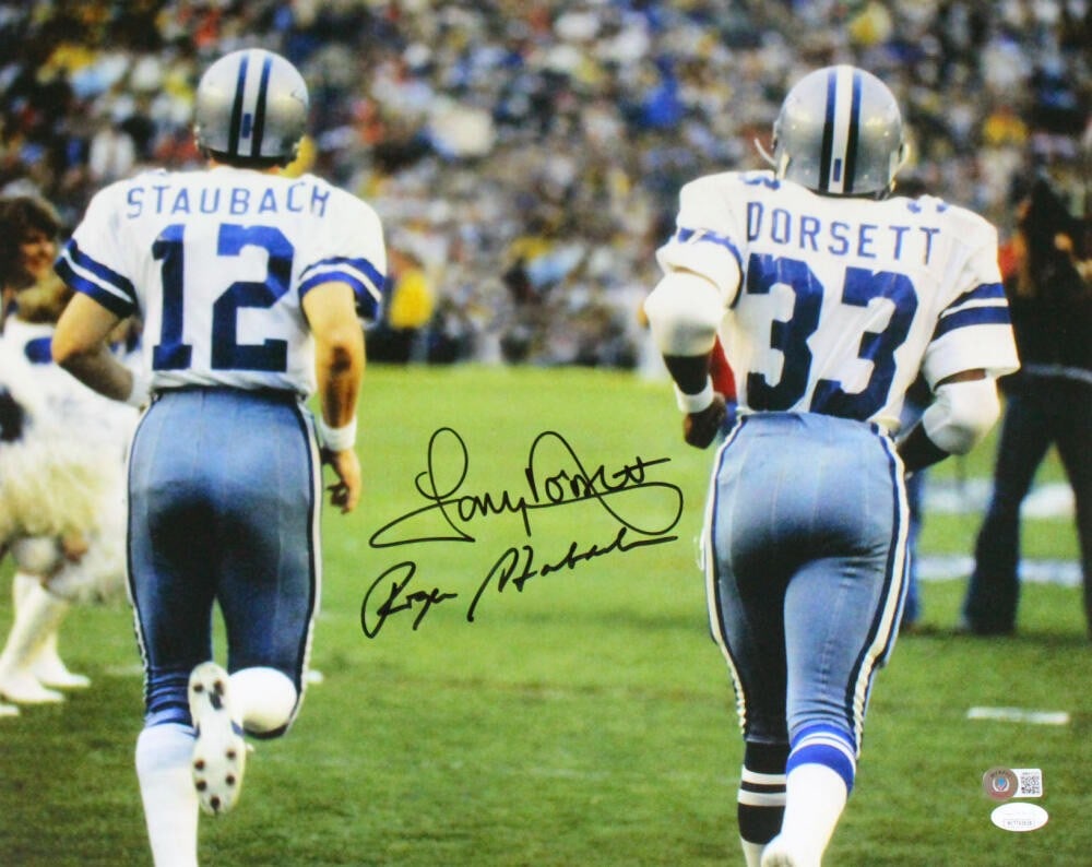 Dallas Cowboys 16x20 back photo signed by Roger Staubach and Tony Dorsett (1 of 2)
