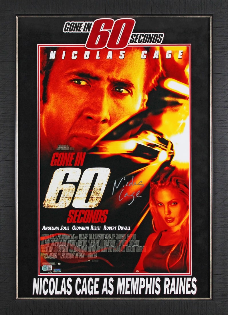 Framed 16x24 Nicolas Cage autograph from Gone in 60 Seconds BAS (1 of 2)