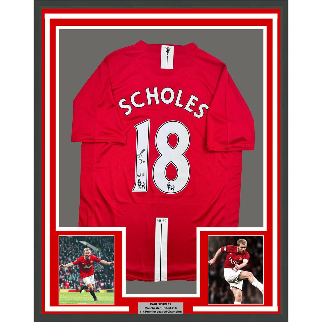 Paul Scholes Signed Manchester United Jersey Framed 35x39 With Beckett COA (1 of 2)