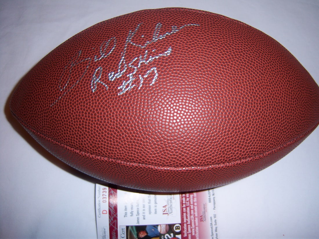 Signed Billy Kilmer Football with JSA COA Washington Redskins UCLA: Signed Billy Kilmer Football with JSA COA Washington Redskins UCLA This is an original football signed by Billy Kilmer, who played for the Washington Redskins and UCLA. The item comes with a JSA/COA f