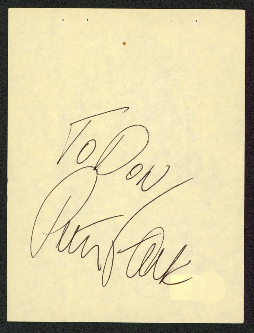 Peter Falk Signed 4.5x6 Inscribed Cut with Beckett BAS Authentication (1 of 2)