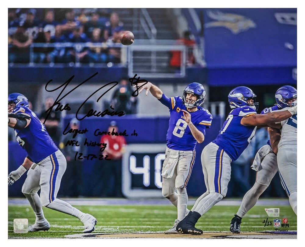 Kirk Cousins Signed Vikings Largest Comeback 16x20 Photo with Fanatics COA (1 of 1)