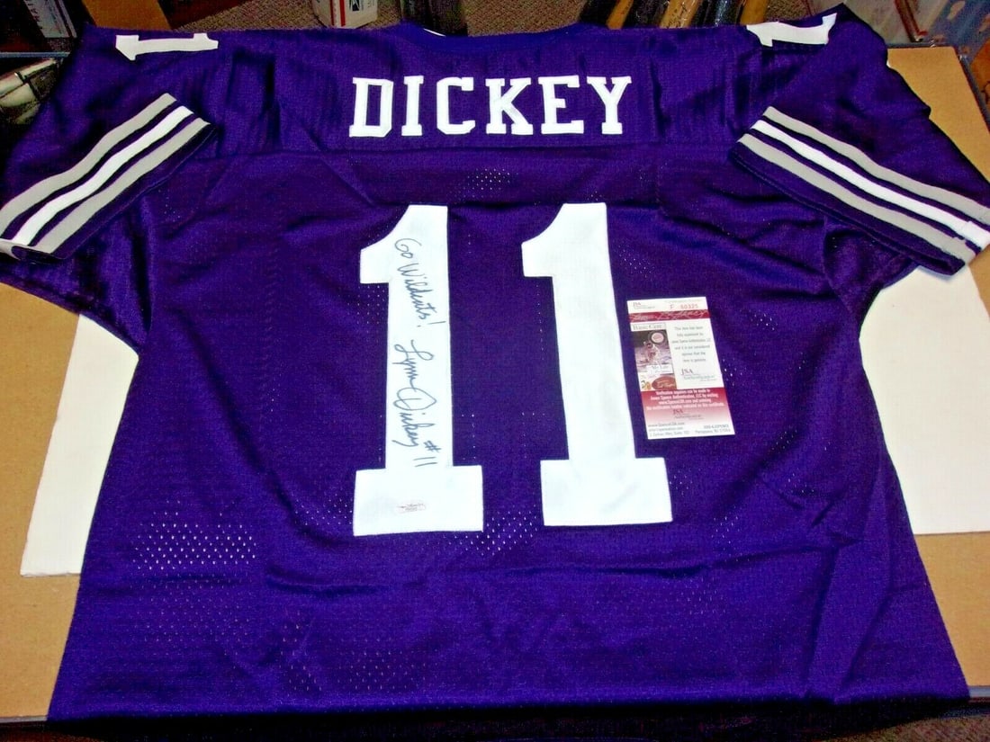 Signed Russell Kansas State Wildcats Jersey Lynn Dickey with JSA COA (1 of 3)