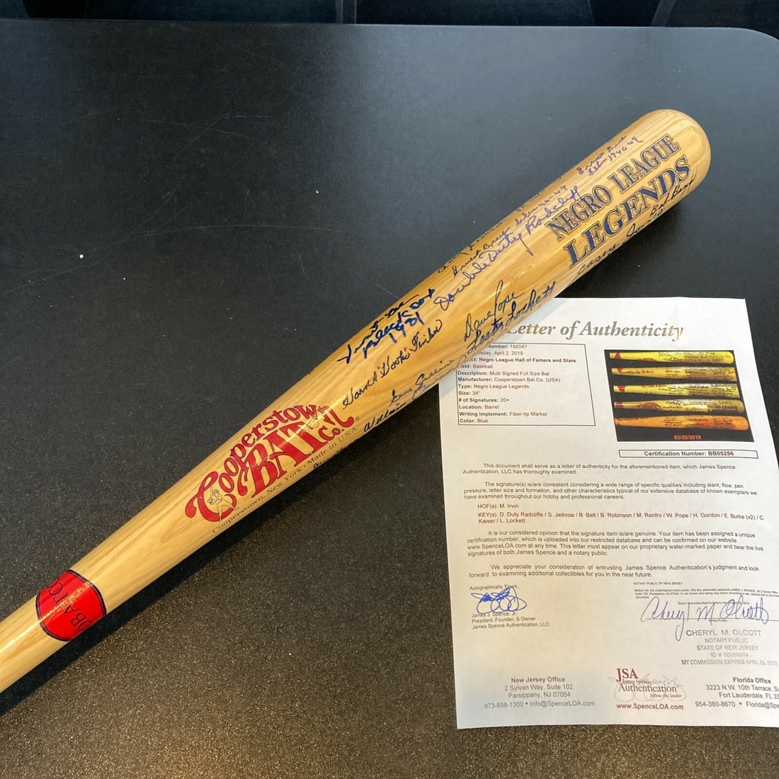 Negro League Legends Multi Signed Cooperstown Baseball Bat with JSA COA: Negro League Legends Multi Signed Cooperstown Baseball Bat with JSA COA This original Cooperstown Bat Co. commemorative baseball bat celebrates the legendary players of the Negro Leagues. It features 
