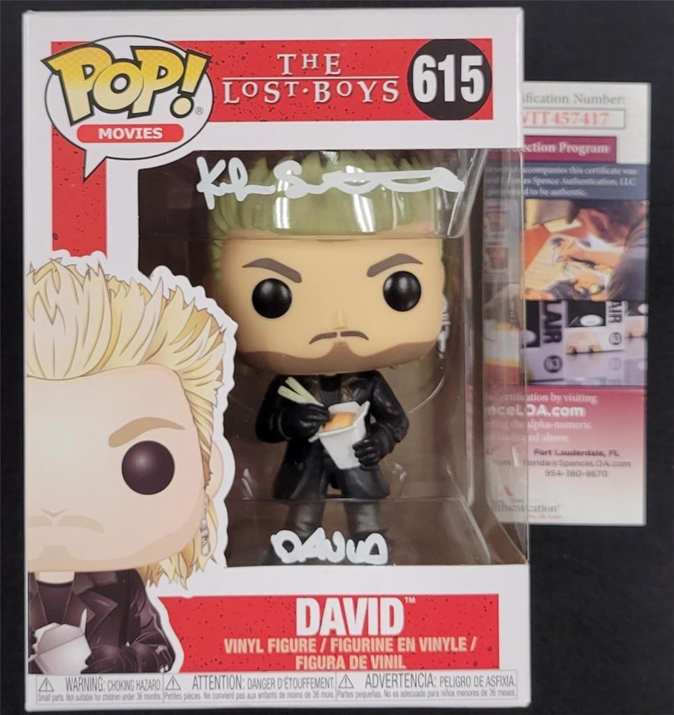Kiefer Sutherland Signed David Funko Pop Lost Boys BAS Certified: Kiefer Sutherland Signed David Funko Pop Lost Boys BAS Certified This is an original Funko Pop! figure of Kiefer Sutherland as "David" from the cult classic movie The Lost Boys. The figure is signed b