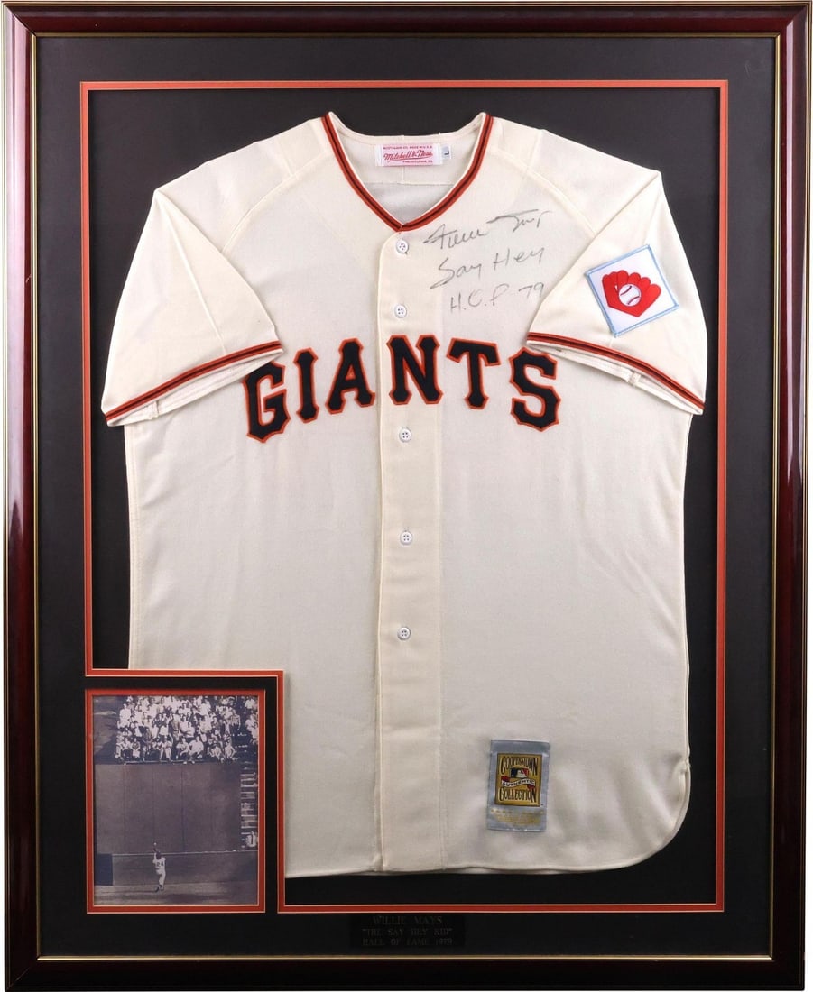 Willie Mays Signed 1951 Giants Jersey Framed with PSA Authentication (1 of 11)