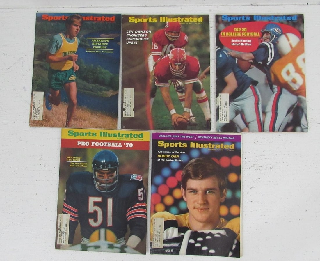 1970 Sports Illustrated Complete Set of 51 Issues Prefontaine Cover: 1970 Sports Illustrated Complete Set of 51 Issues Prefontaine Cover This offering features a complete set of 1970 Sports Illustrated magazines, comprising 51 issues, prominently showcasing the iconic 