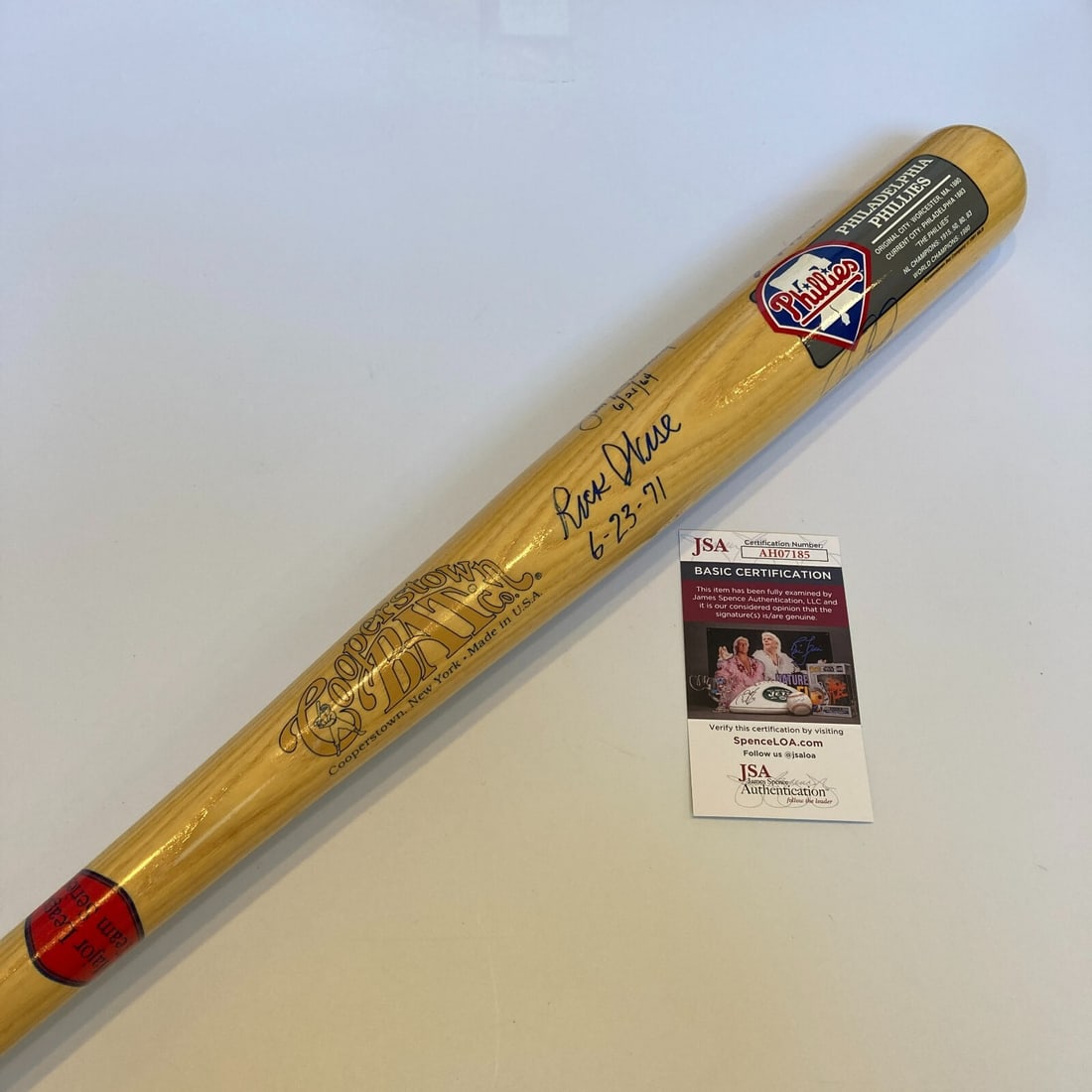 Philadelphia Phillies No-Hitter Pitchers Signed Bat with JSA COA (1 of 7)