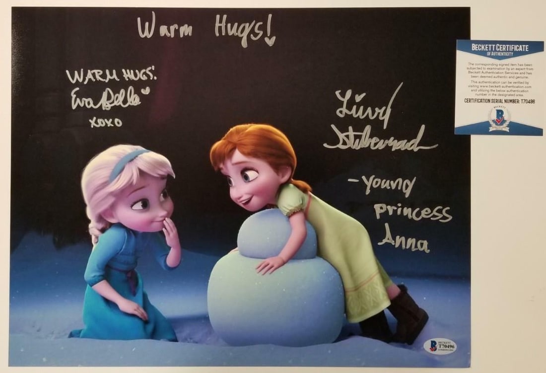 Frozen Elsa and Anna 11x14 Photo Signed by Livvy Stubenrauch and Eva Bella BAS Authenticated (1 of 1)