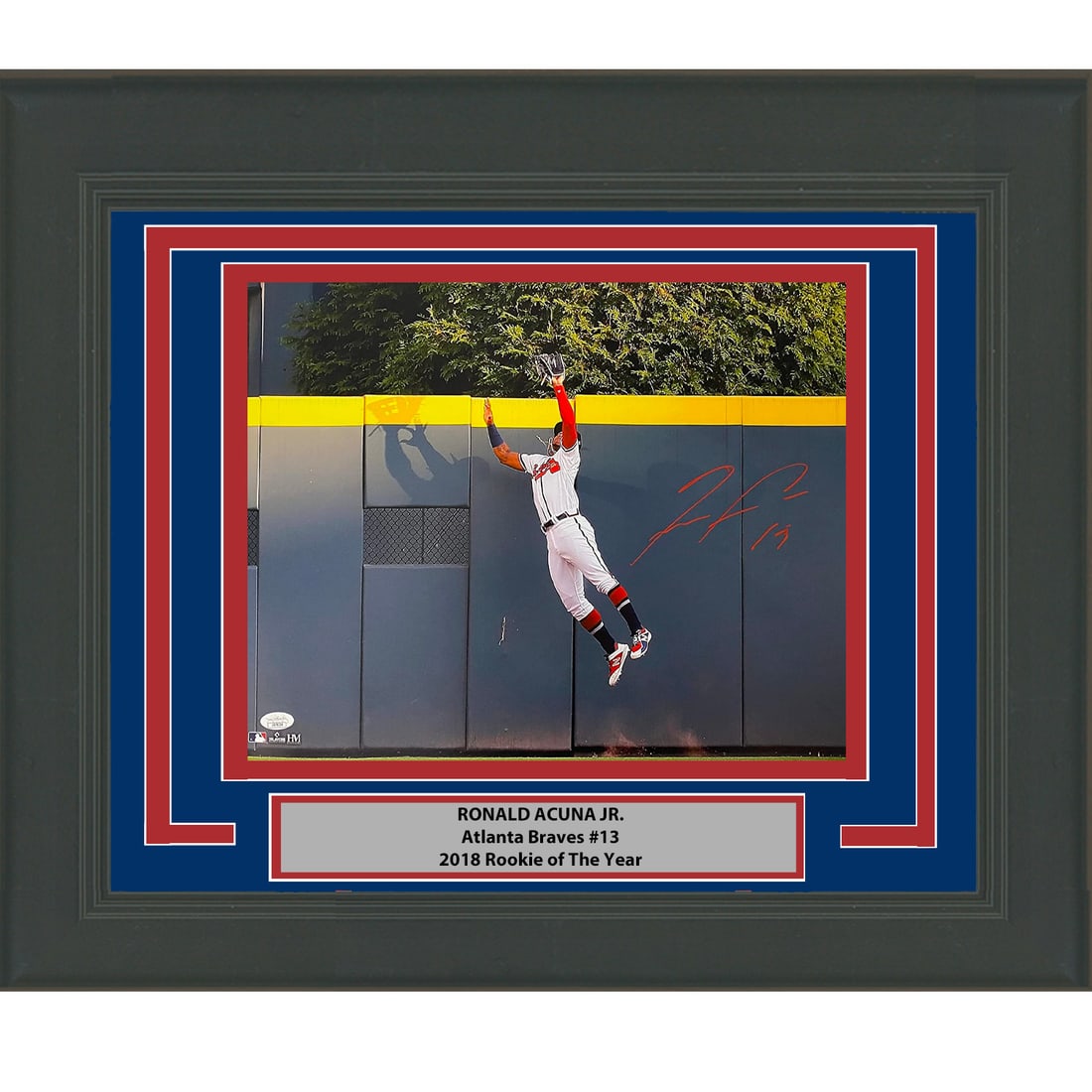 Framed Ronald Acuna Jr. Signed 16x20 Photo JSA Authenticated Gem Mint: Framed Ronald Acuna Jr. Signed 16x20 Photo JSA Authenticated Gem Mint This stunning framed 16x20 photograph features a bold autograph of Ronald Acuna Jr., a standout player for the Atlanta Braves. The